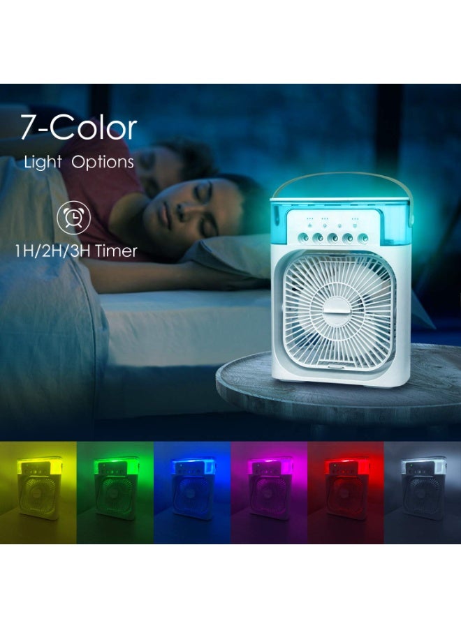 Naxifly Personal Air Cooler, Portable Air Conditioner Fan, Mini Evaporative Cooler with 7 Colors LED Light, 1/2/3 H Timer, 3 Wind Speeds and 3 Spray Modes for Your Desk, Nightstand, or Coffee Table（WHITE) - Image 4